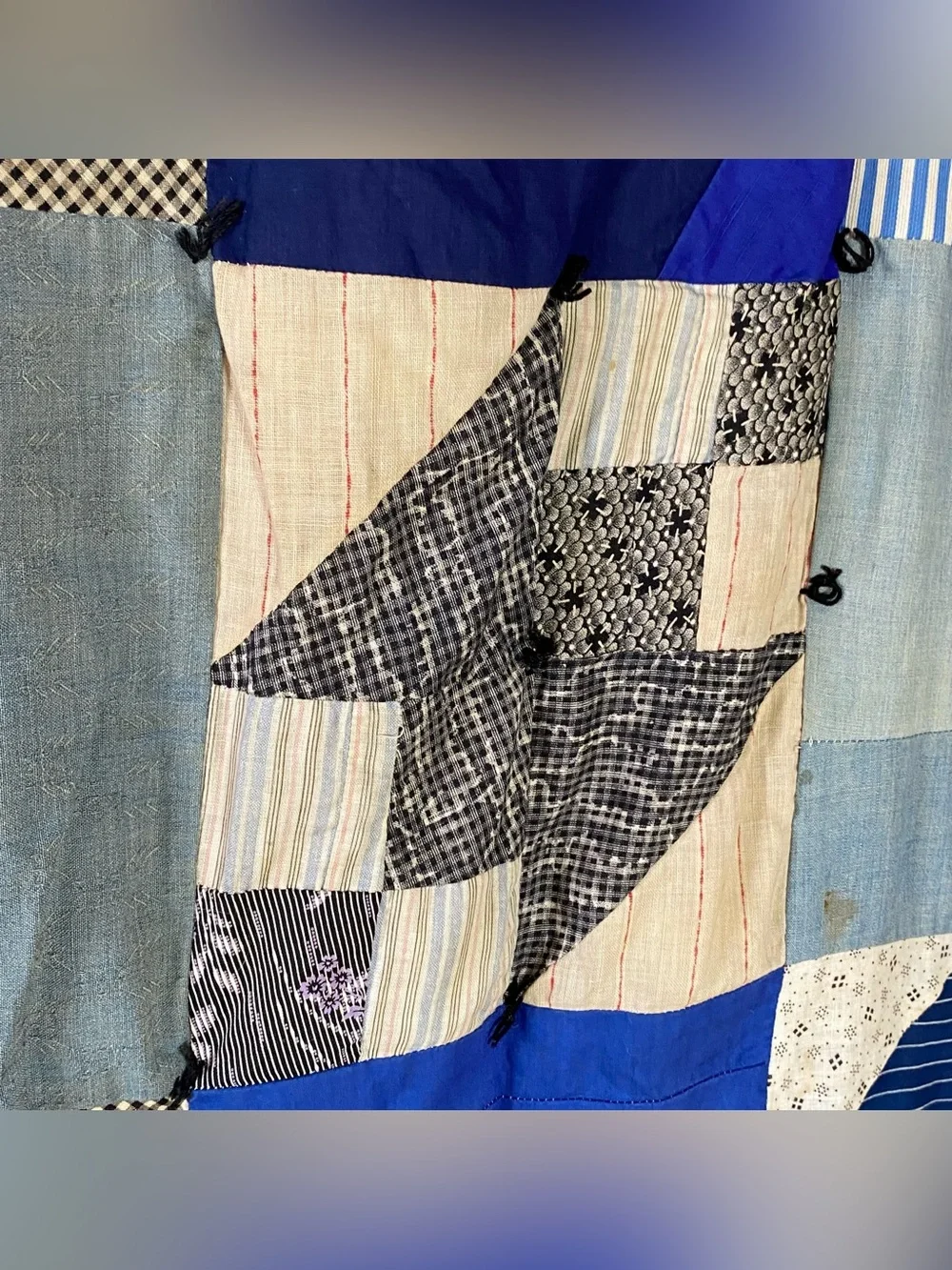 Vintage Patchwork Tie Cutter Quilt 70” x 90”